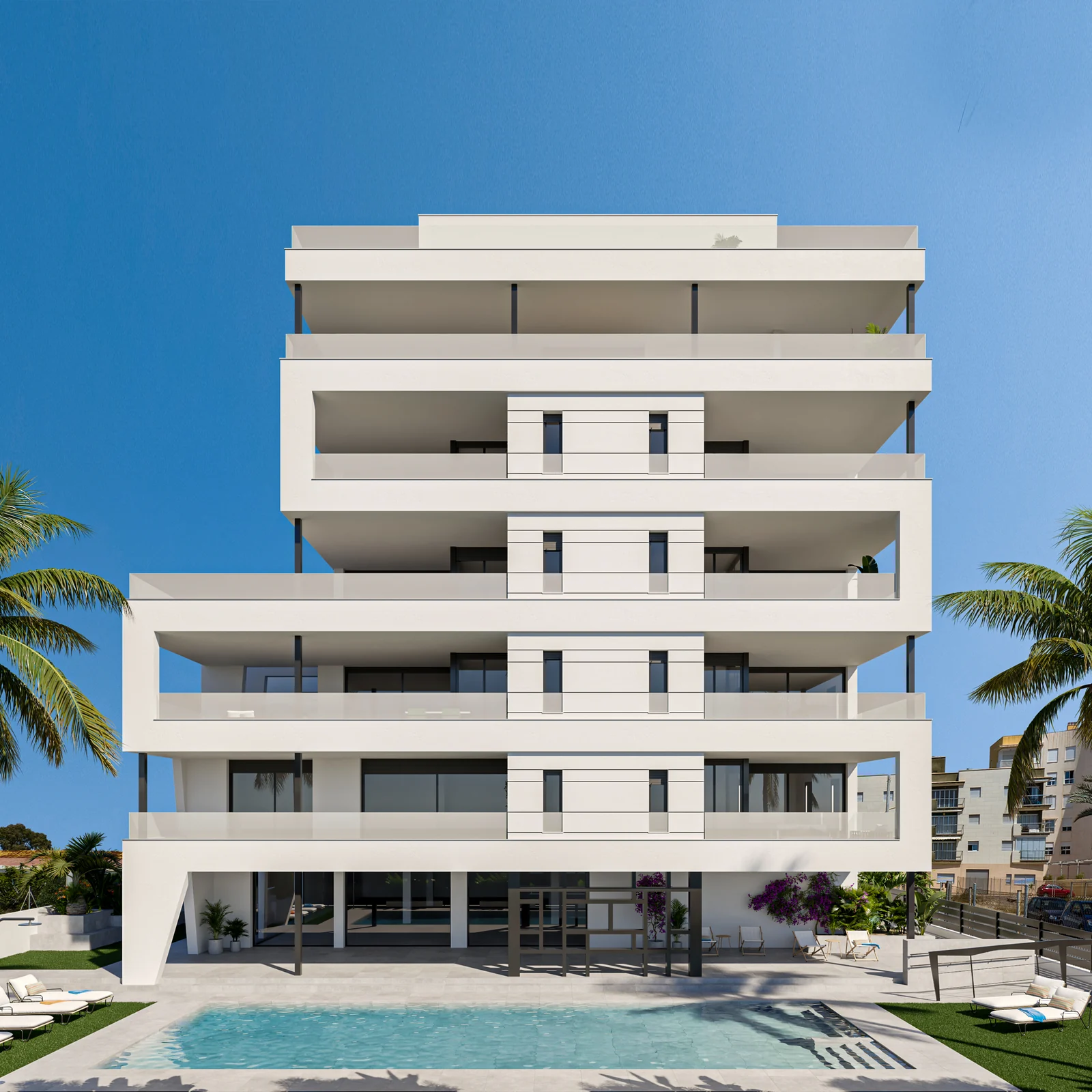 Render final del edificio Terrazas del Puerto